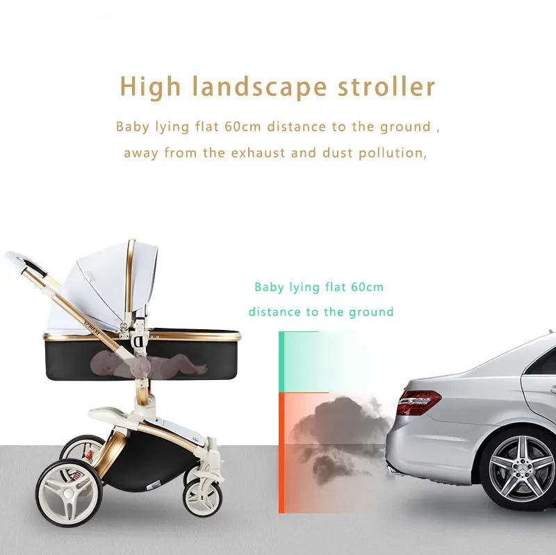 Dearest Diamond baby stroller 2 in 1  with luxury leather baby carriage factory price