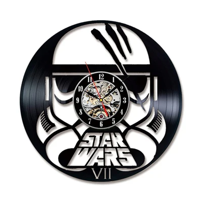 12in 3d wall clock Star Wars LED Wall Clock with 7 Colors Modern Design Movie Vintage Vinyl Record Clocks Wall Watch Home Decor - Цвет: C-NO LED