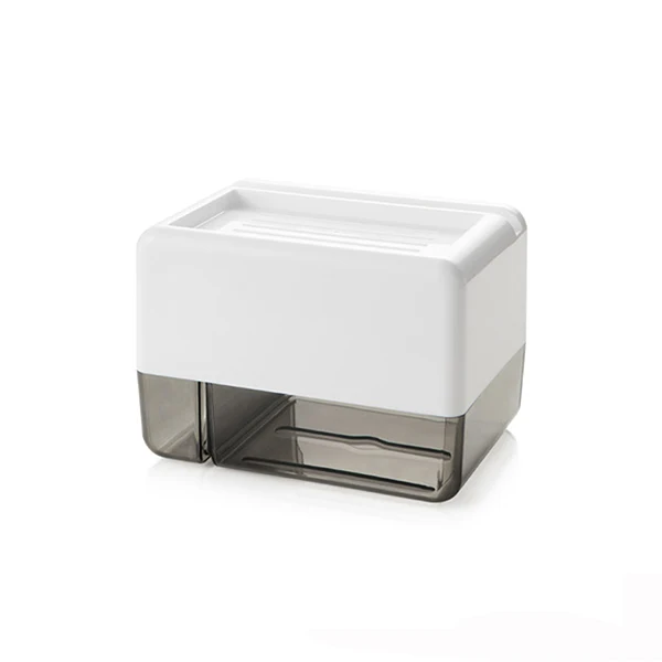 Настенный водонепроницаемый органайзер для ванной комнаты, коробка для хранения салфеток, туалет на присосках, держатель рулона для бумажных полотенец, телефонная стойка - Цвет: Transparent Black