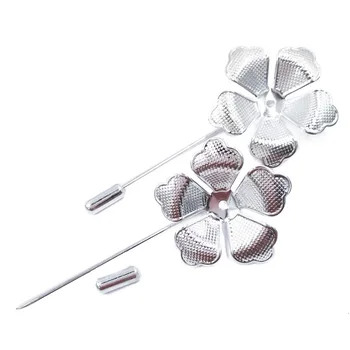 

Silver Plated 100piece 50mm Sharp Tip Muslim Hijab Pins with 30mm Flower Bead Caps Stick Brooches Safety Pins MHP52