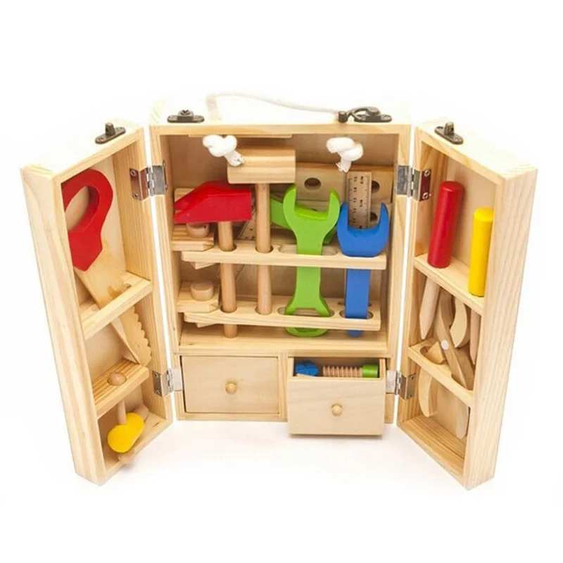 

Educational Building Tool Kits Set Kids Baby Early Learning Wooden Toy Model Wood Repair Tools Kids Pretend Play Toys