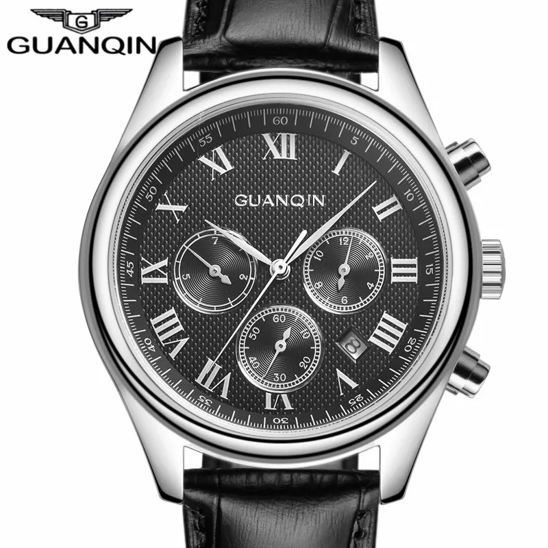Guanqin التلقائي رجالي الساعات اسبوع تاريخ الأزياء الميكانيكية ووتش رجال الأعلى ماركة فاخرة ساعة أفضل هدية ساعة اليد