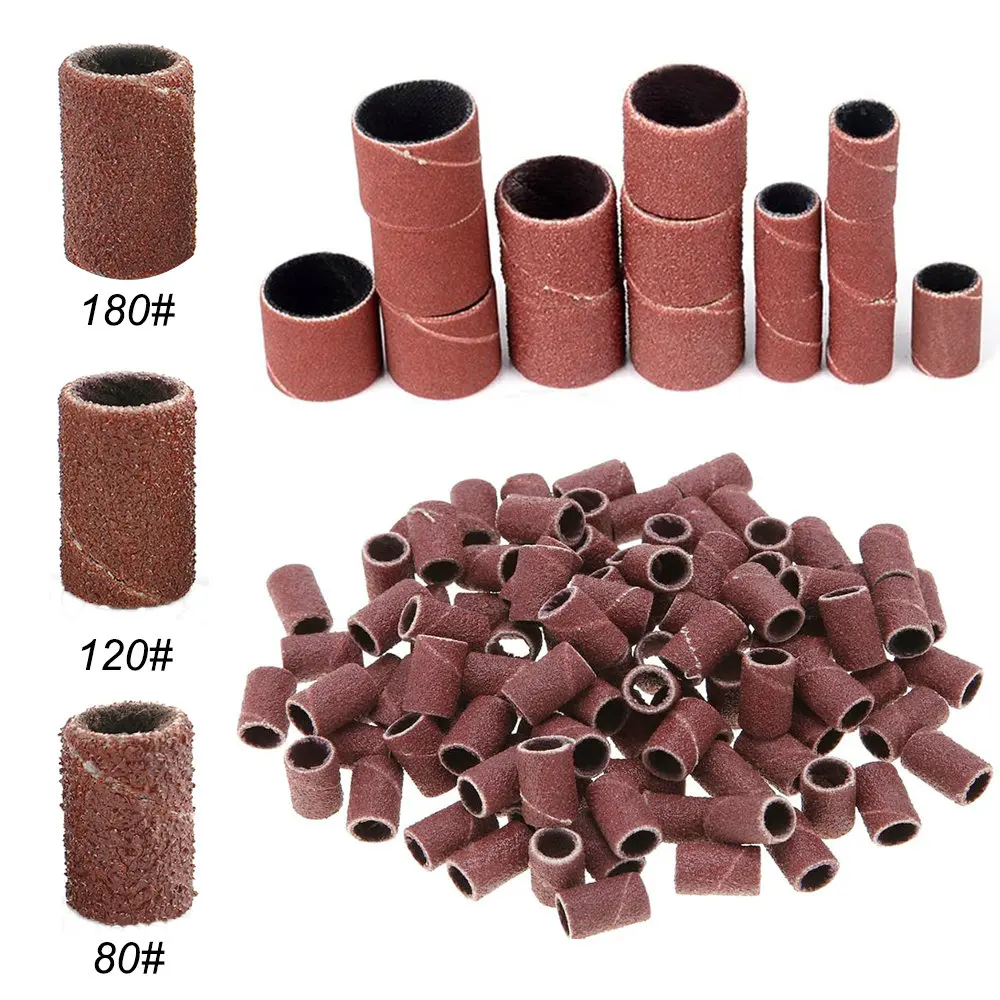 

300pcs Nail Art Sanding Bands For Electric Nail Drill Machine Manicure Pedicure Grinder Milling Cutters 80"120"180" Sand Ring