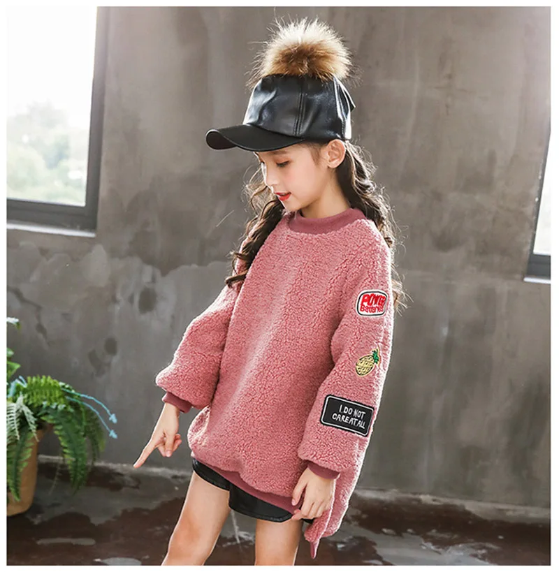 Winter warm thick cashmere sweater for girls jackets round neck jackets for girls coat children clothes (13)