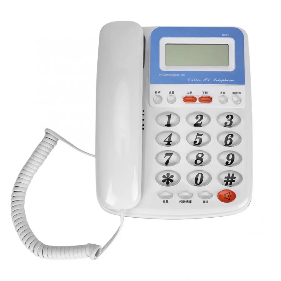 

Telefono Fijo D016 Multi-Functional Home Telephone Desk Hands-Free Phone For Home Office Desktop White