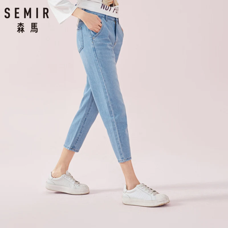 SEMIR, женские облегающие укороченные джинсы с высокой посадкой, зауженные джинсы из смесового хлопка, укороченные джинсы длиной до щиколотки, модные укороченные брюки