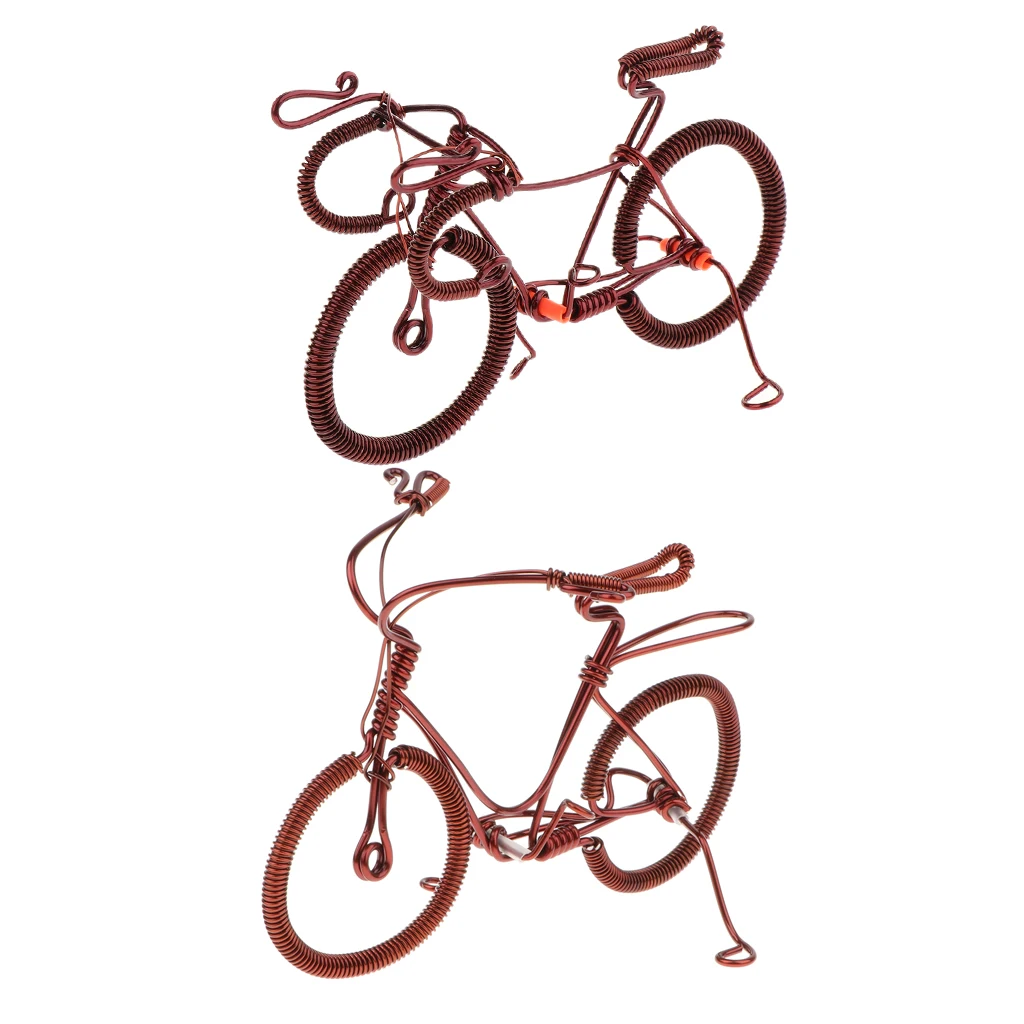 

MagiDeal 2 Pieces Copper Wire Decorative Bicycle Model Crafts Table Decor