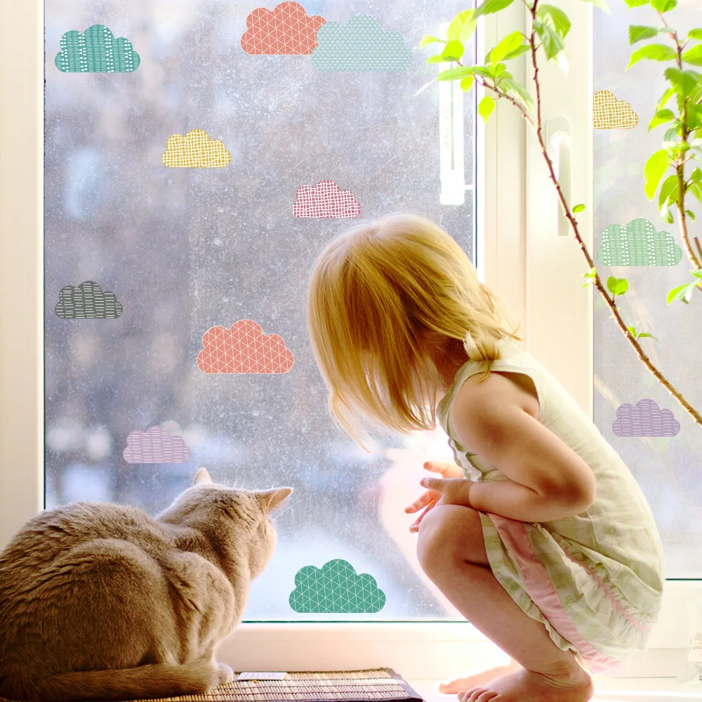 

Nordic ins wall sticker PVC Kindergarten environment layout Home party decoration DIY Colored clouds Background wall sticker