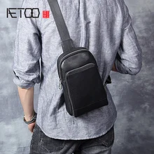 AETOO Casual head cowhide Chest bag male leather simple single shoulder crossbody bag