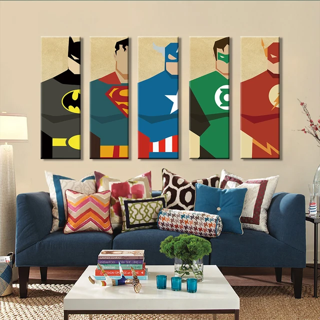 Superman Canvas Painting 5 Pieces Superhero Modern Home Wall Decor Superman Canvas Painting 5 Pieces Superhero Modern Home Wall Decor Art Hd Print Pictures
