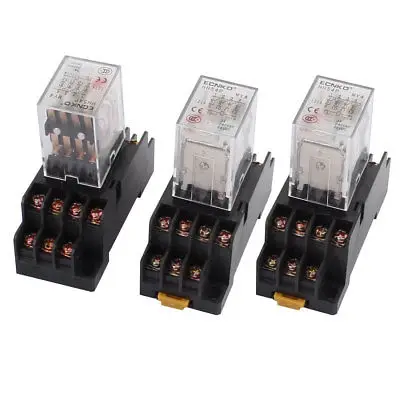 

3 Pcs AC 110V Coil Power Relay HH54PL 14PIN With Socket Base