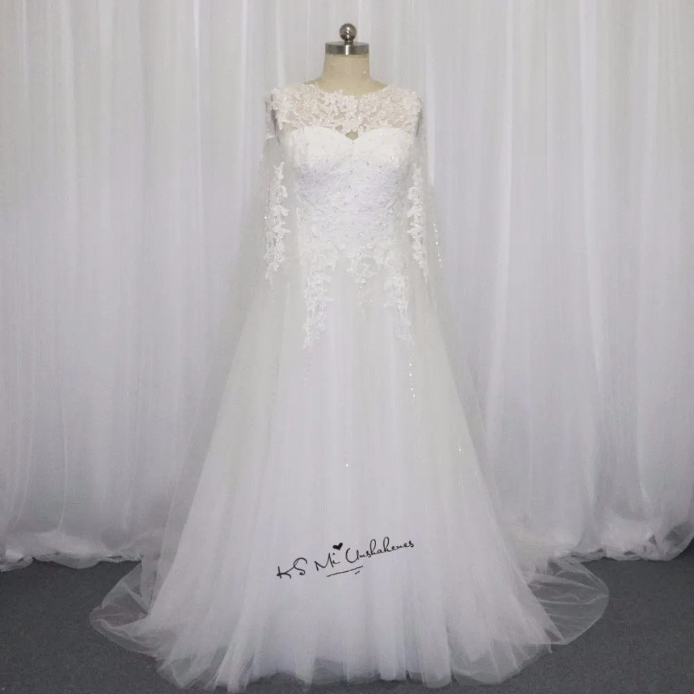 Hochzeitskleid Simple Cheap A Line Wedding Dress Lace With Cape