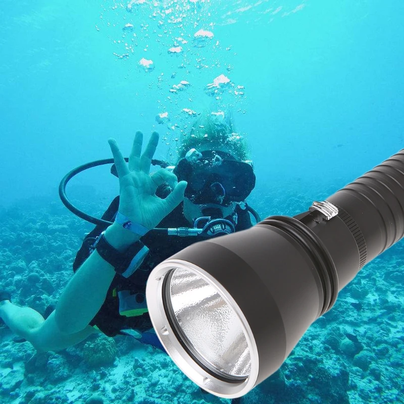 

XHP70 Yellow Light 4000 Lumens Diving Flashlight Underwater 100M Waterproof 2018-