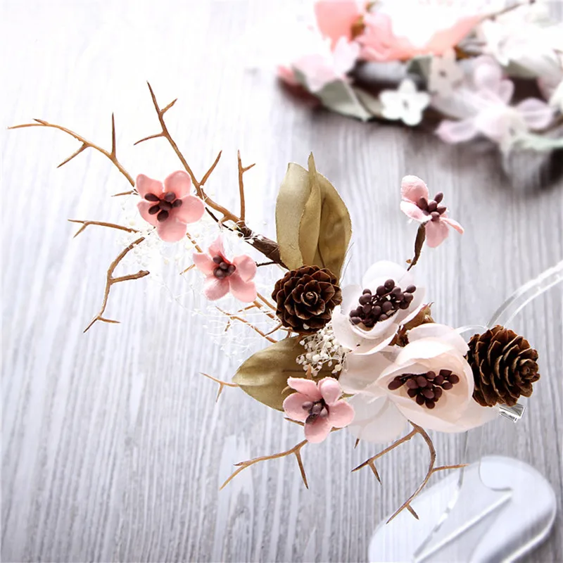 Япония и Южная Корея стиль невесты головной убор Sen женский розовый шелк пряжа цветок аксессуары для волос филиал 0411-11