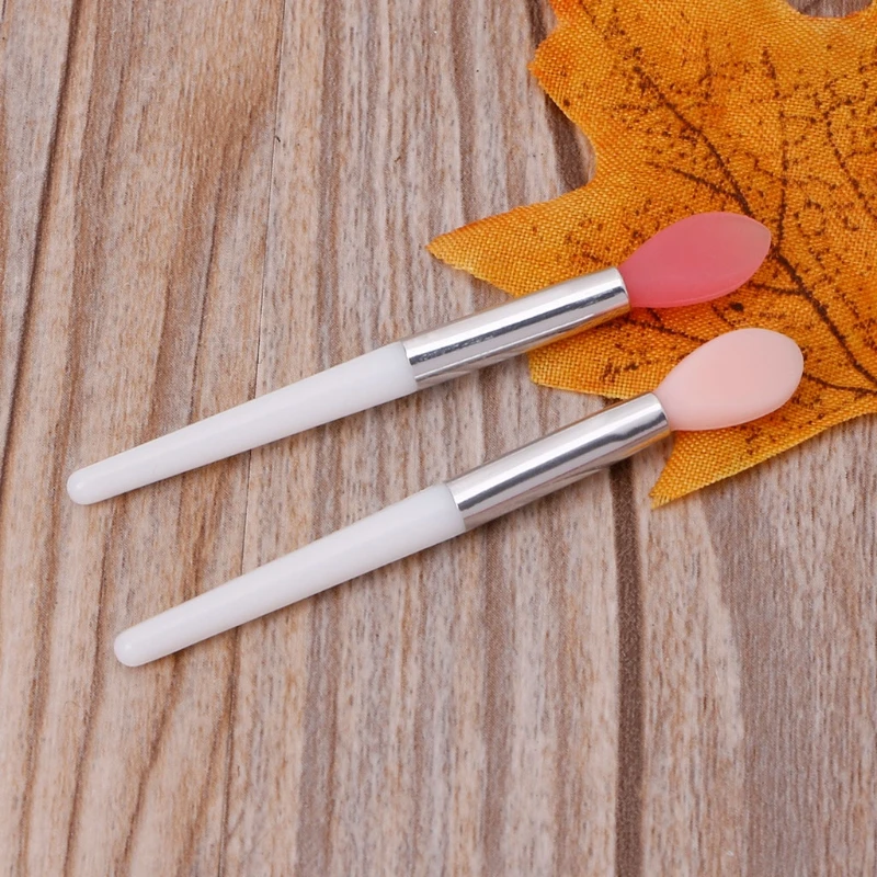 GUJHUI 1PC Mini Soft Silicone Head Handle Lip Applicator Brushes Beauty