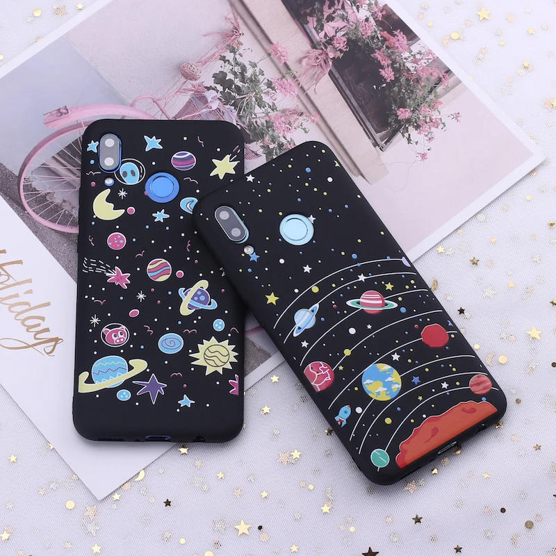 Силиконовый чехол для телефона Xiaomi mi Red mi Note 5 6 7 8 9 lite Pro Plus Space Moon Astronaut Stars Candy