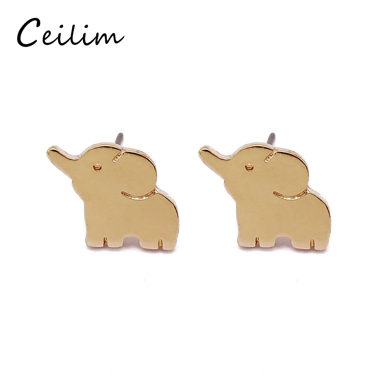 

2019 New Gold Silver Color Animal Earrings for Women Girls Cute Chic Small Elephant Stud Earrings Fashion Jewellery