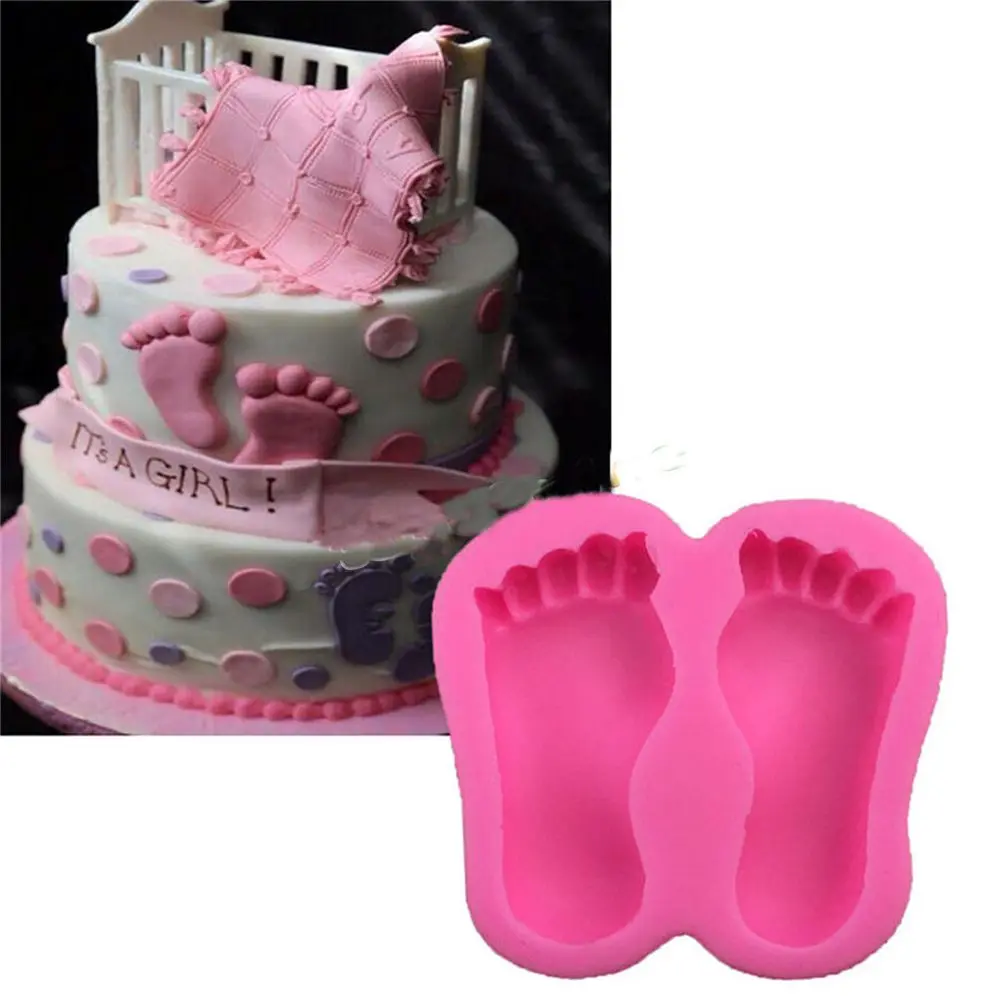 Новые 3D Детские душевые ножки Силиконовые Формочки Для фондана торт Декор сахар Резиновые Формы Форма Шоколад Конфеты декор для выпечки торта советы инструмент