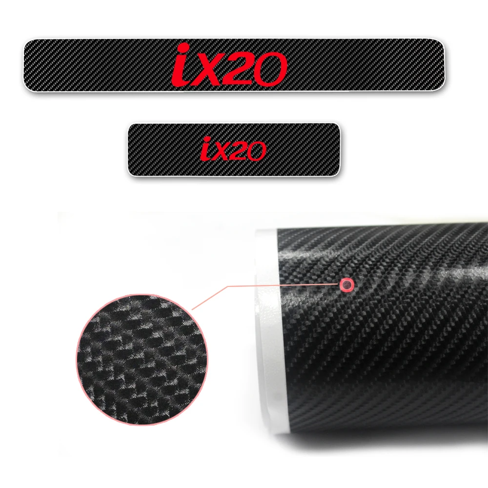 

4PCS 4D Carbon fiber vinyl stickers Car Door Sill Scuff Plate Door Sill Protector For Hyundai ix20 Auto Parts Car Accessories