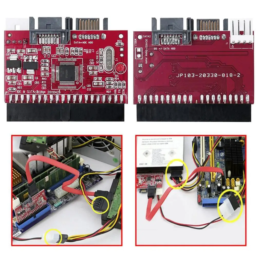 New Arrival 150Mbps 2 in 1 SATA to IDE Adapter Converter Chip Cable Connector for DVD/CD/HDD |