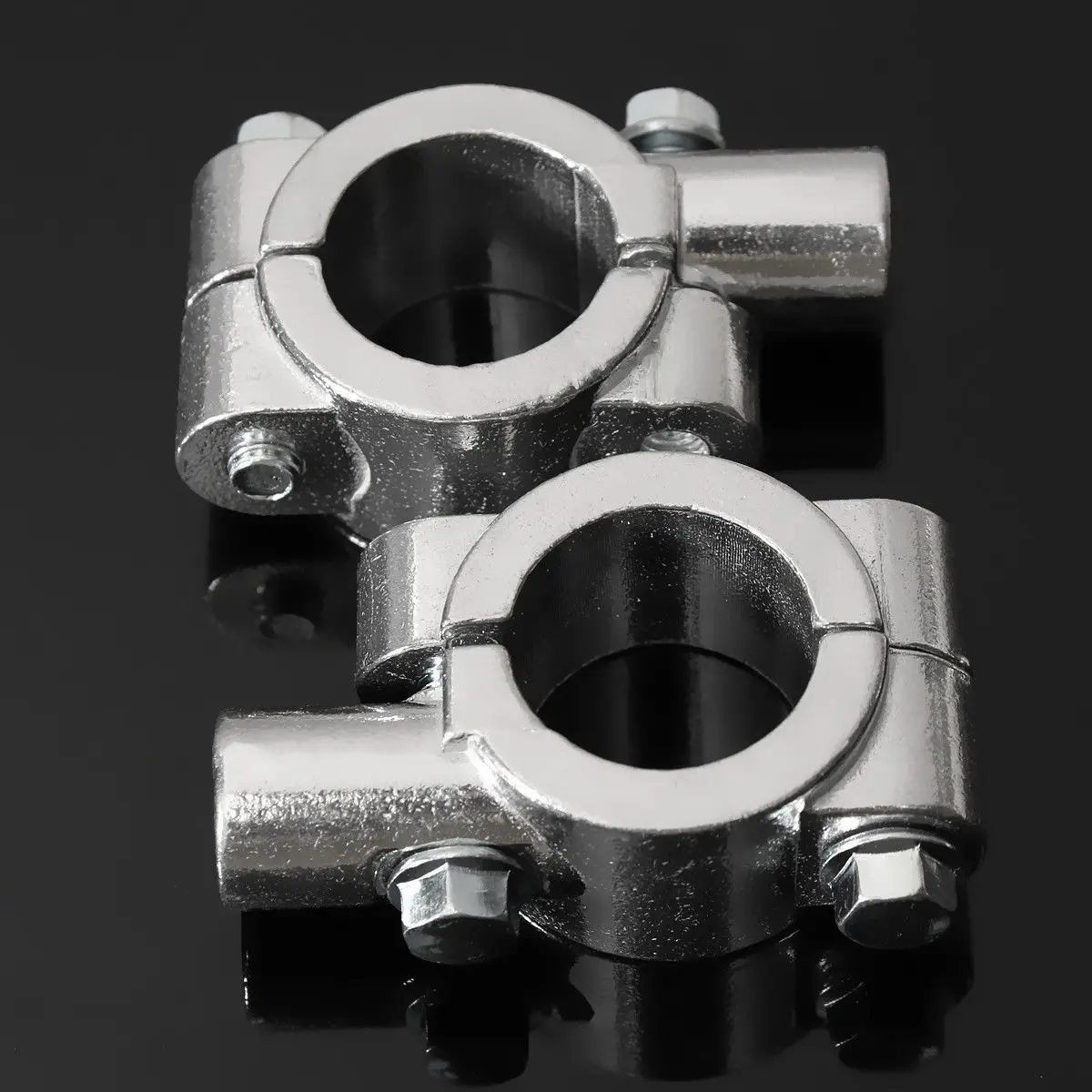 2x Mirror Mount Bracket Clamp For 7/8' (10mm) Handlebar Motorcycle Chrome miroir Espejo backets Motorbike Parts