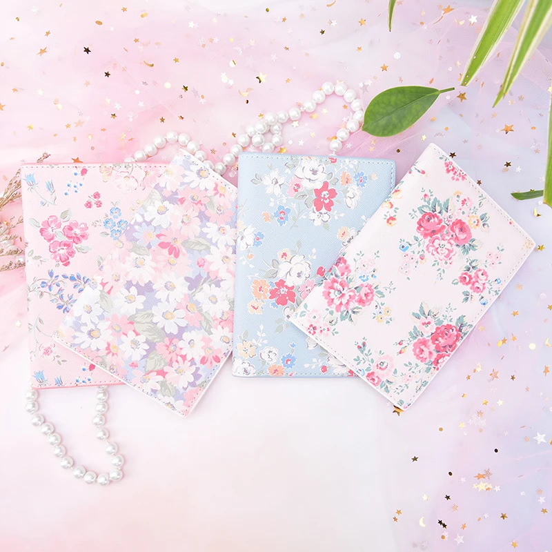 14*10cm Women Travel ID Bank Card Holder Bag Passport Cover Travel Accessories Fashion Floral Print PU Leather Passport Holder