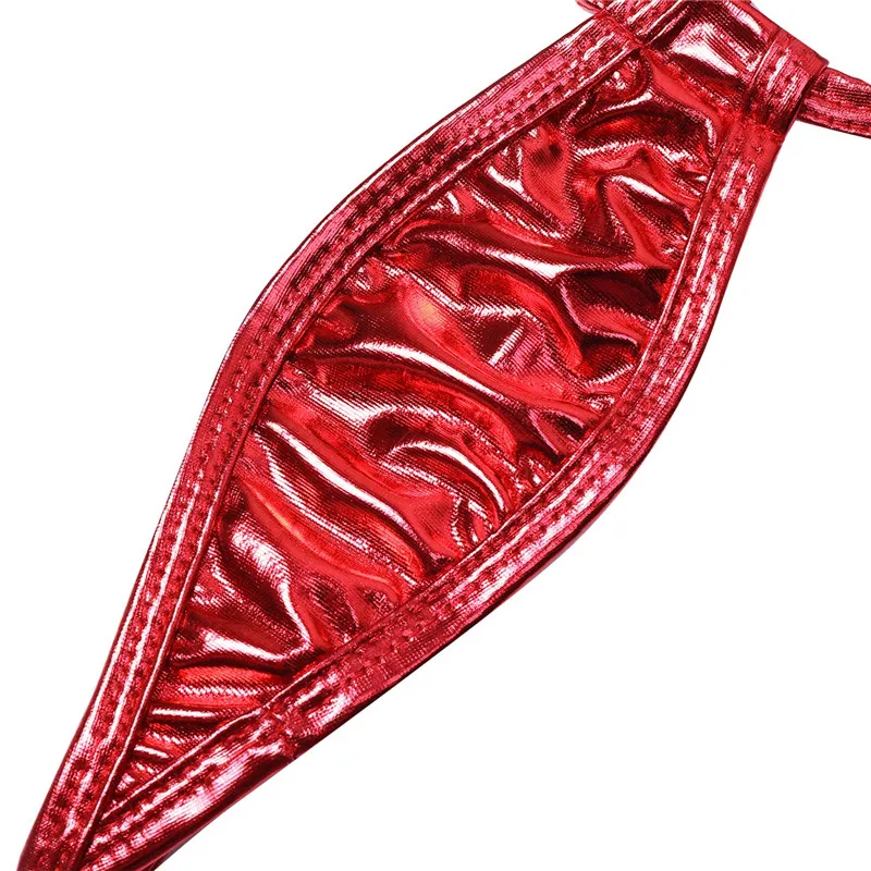 Сексуальное женское белье из лакированной кожи с лямкой на шее Цельный Монокини