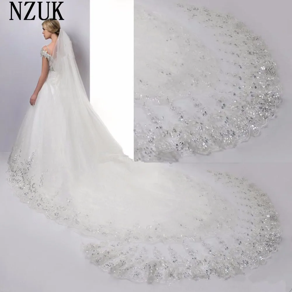 

White Ivory 3m Wedding Veils 2017 1-Layer Hot Sale New Arrival Wholesale Price Cut Edge Simple Style Bridal Veil With Comb