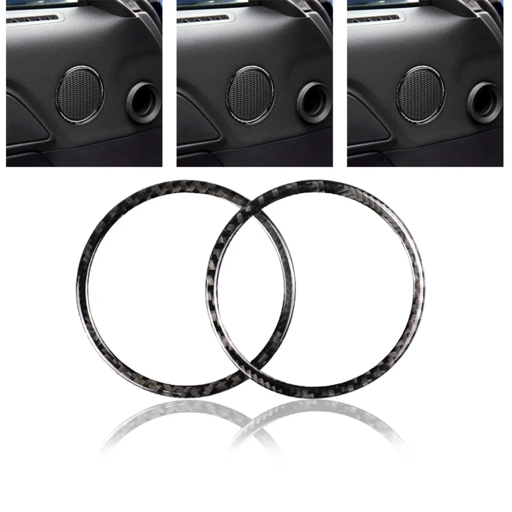 2pcs Carbon Fiber Car Door Audio Speaker Strip Cover Ring 85mm Sticker Interior Accessories For Ford Mustang 2015 2016 2017 | Автомобили и
