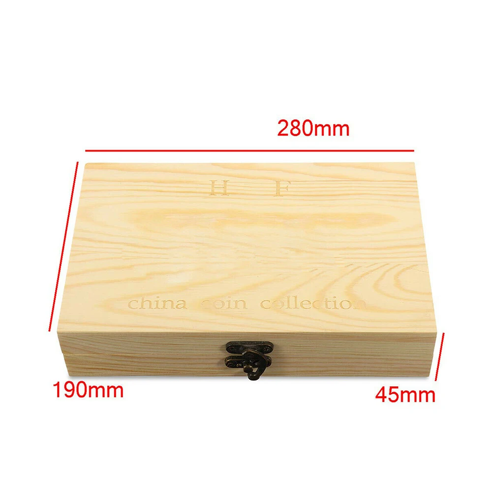 

Vintage Wooden Container Storage Box Display Case 100 Pcs Coin Capsule Holder 28*19*4.5CM