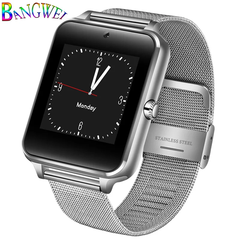 BANGWEI Смарт часы для мужчин и женщин цифровые электронные часы из нержавеющей стали спортивные часы Поддержка SIM TF для телефона Android - Цвет: silver