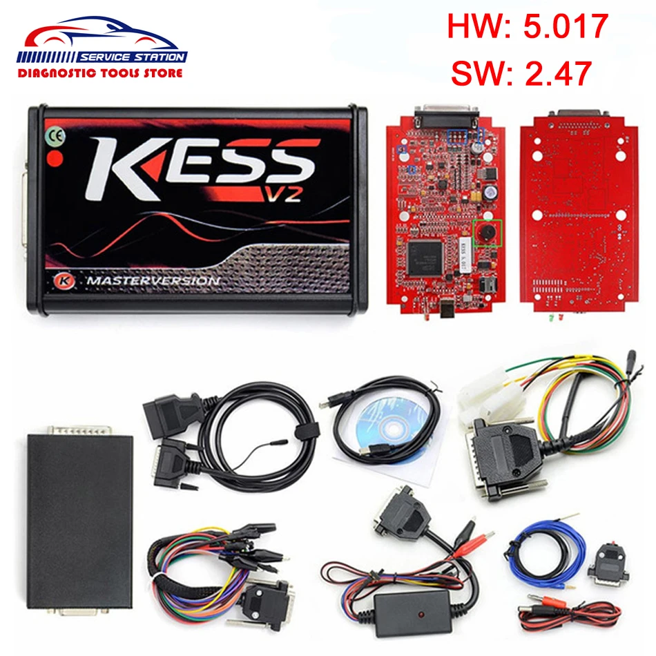 

EU Red KESS V2 V2.47 V5.017 4LED KTAG V7.020 V2.23 K-TAG Online Master Version OBD2 Manager Tuning Kit BDM Probe Adapters
