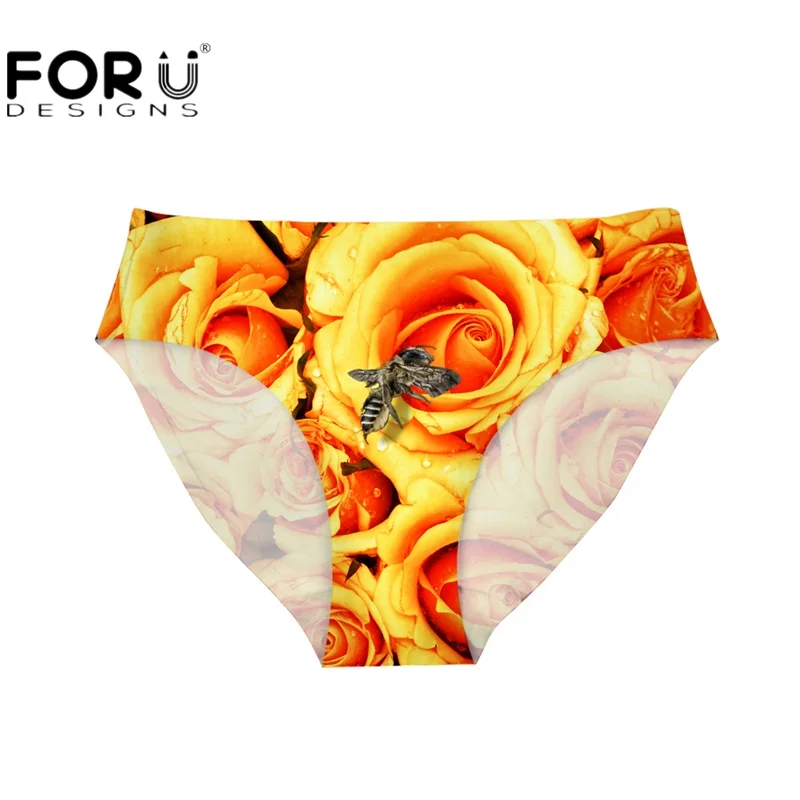 FORUDESIGNS/для женщин цветок трусики с принтом милые пчелы модные, пикантные женские нижнее бельё для девочек мягкие дышащие Бесшовные трусики