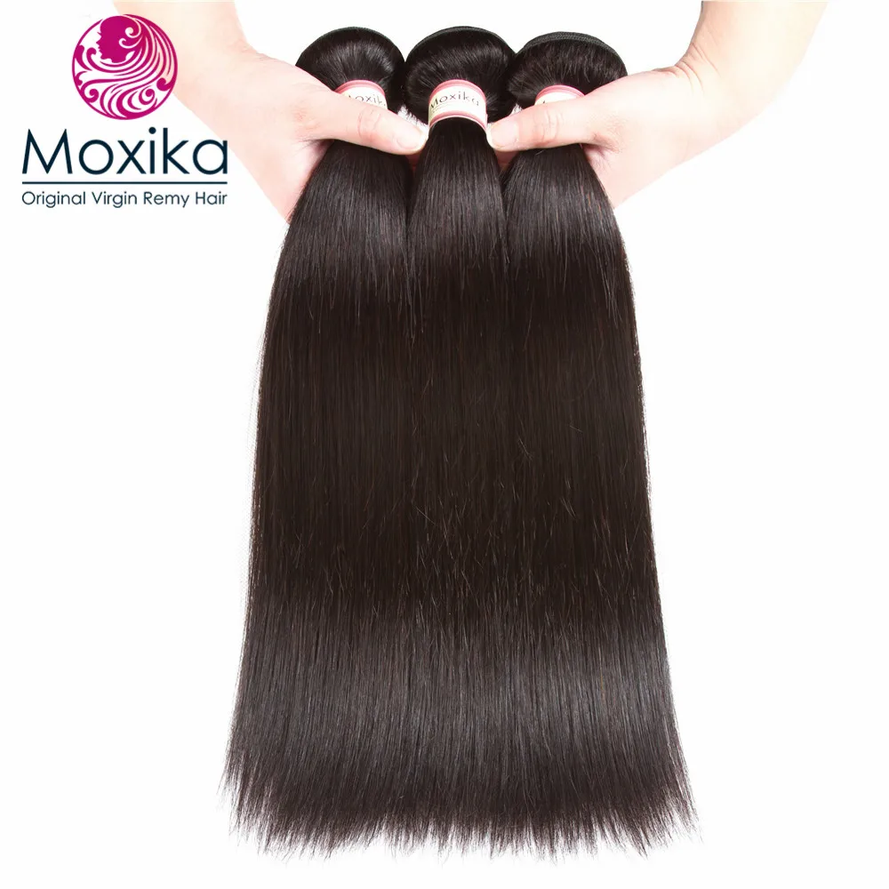 Moxika Brazilian Straight Human Hair Weave Brazilian Bundles Remy Hair Extensions 1bundle can buy 3/4pcs 8-28Inch Natural Black Moxika Brazilian Straight Human Hair Weave Brazilian Bundles Remy Hair Extensions 1bundle can buy 3/4pcs 8-28Inch Natural Black