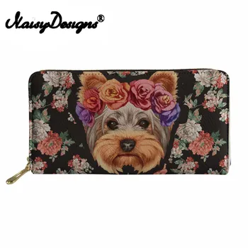 

Noisydesigns Long Purse Women Cartoon Puppy Yorkie Print Wallets Ladies Coin Change Pocket for Females Card Holders purses canta
