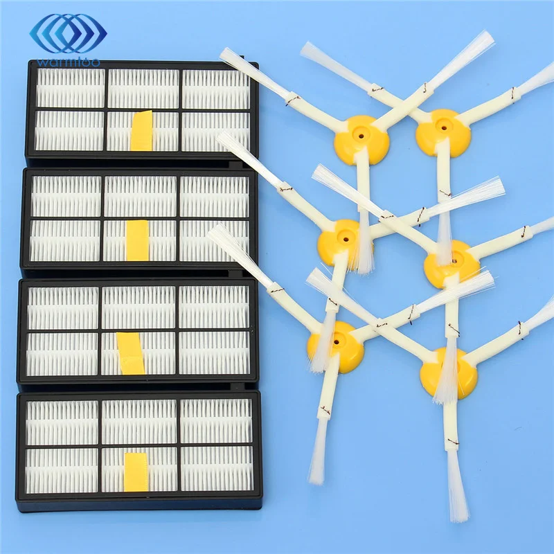 High Quality 4 x HEPA Filters + 6 x Side Brushes Filters&Brush Pack Kit For 800 / 900 Series New Arrival new extractor brushes kit new filters brush pack kit for 800 900 series