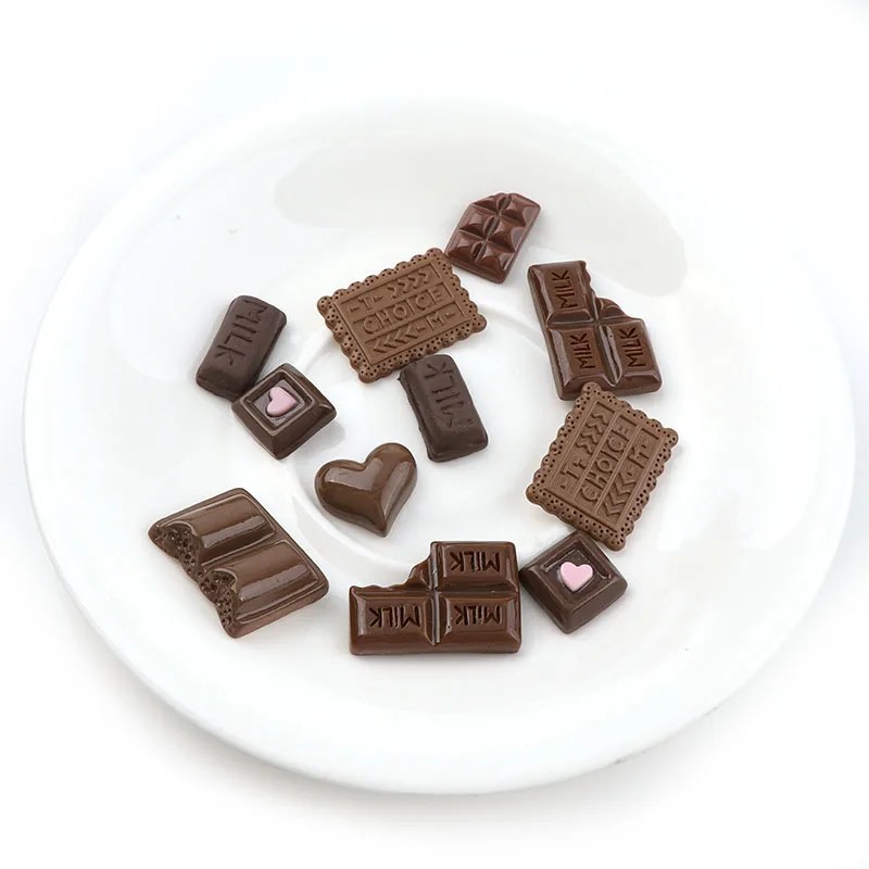 30PC Chocolate Resin Flatback Flat Back Cabochon Kawaii DIY Resin Craft Decoration Miniature Cream Bread Food For Phone,ornament crafts,miniature figurines,resin ornaments,miniature ornament,resin crafts
