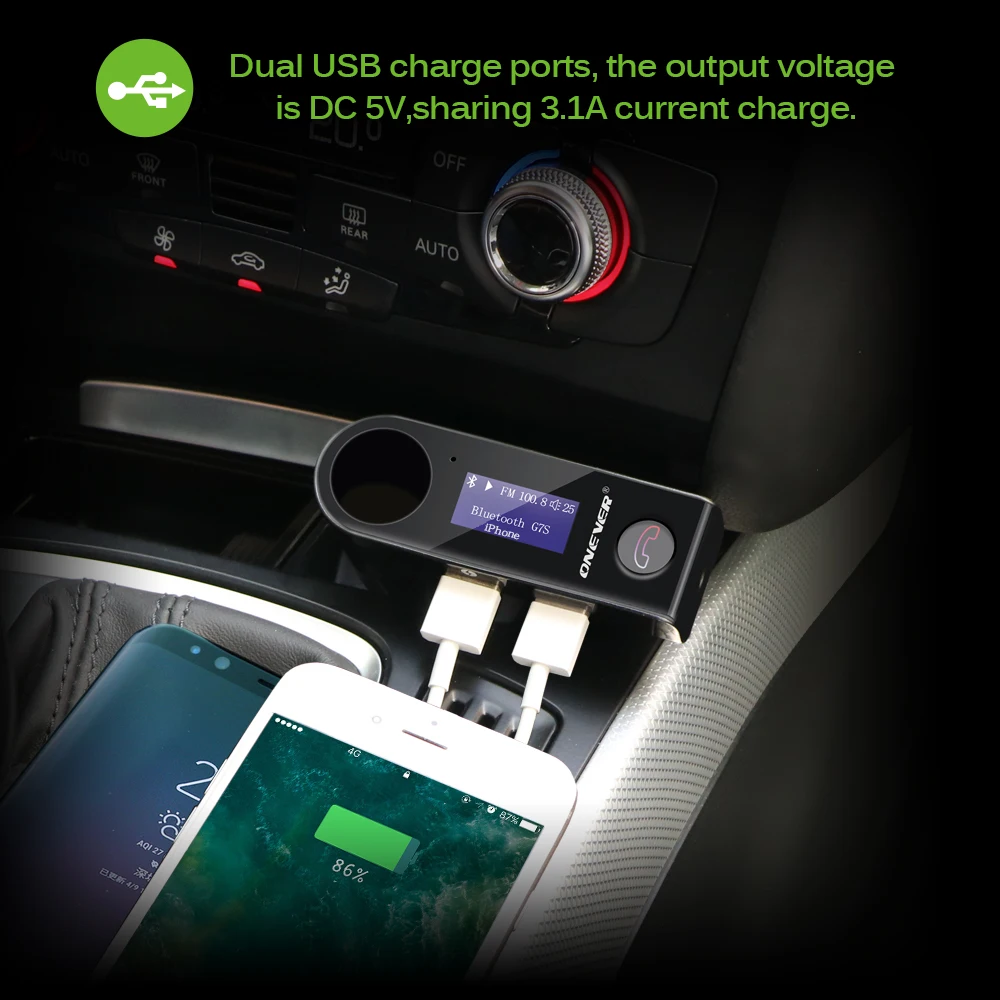 ONEVER G7S Bluetooth музыкальный MP3 плеер Автомобильный комплект fm-передатчик модулятор с 3.1A двойной USB Автомобильное зарядное устройство Прикуриватель разъем