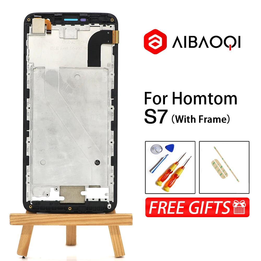

AiBaoQi New Original 5.5 inch Touch Screen + 1280X640 LCD Display+Frame Assembly Replacement For Homtom S7 model Phone