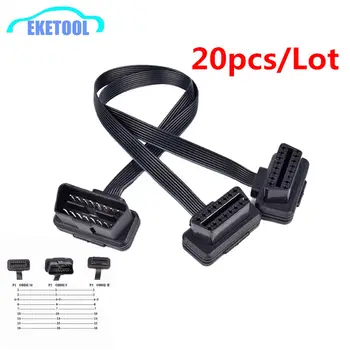 

20pcs/Lot OBD2 16PIN Y Connector Elbow Extension OBD 16PIN Male to Dual Female ELM327 Car Diagnostic Adapter Standard OBD DLC