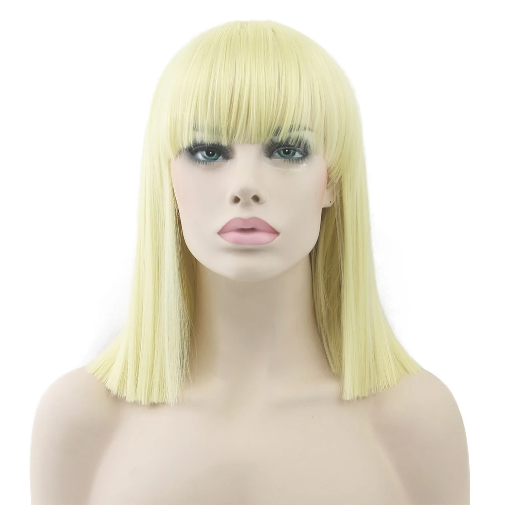 

Soowee Short Straight None Lace Wig High Temperature Fiber Synthetic Hair Blonde Black Women Party Hair Piece Cosplay Wigs
