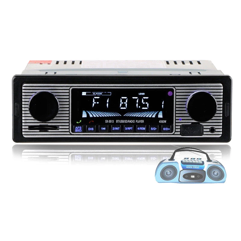 Bluetooth Vintage Car Radio MP3 Player Stereo USB AUX Classic Car