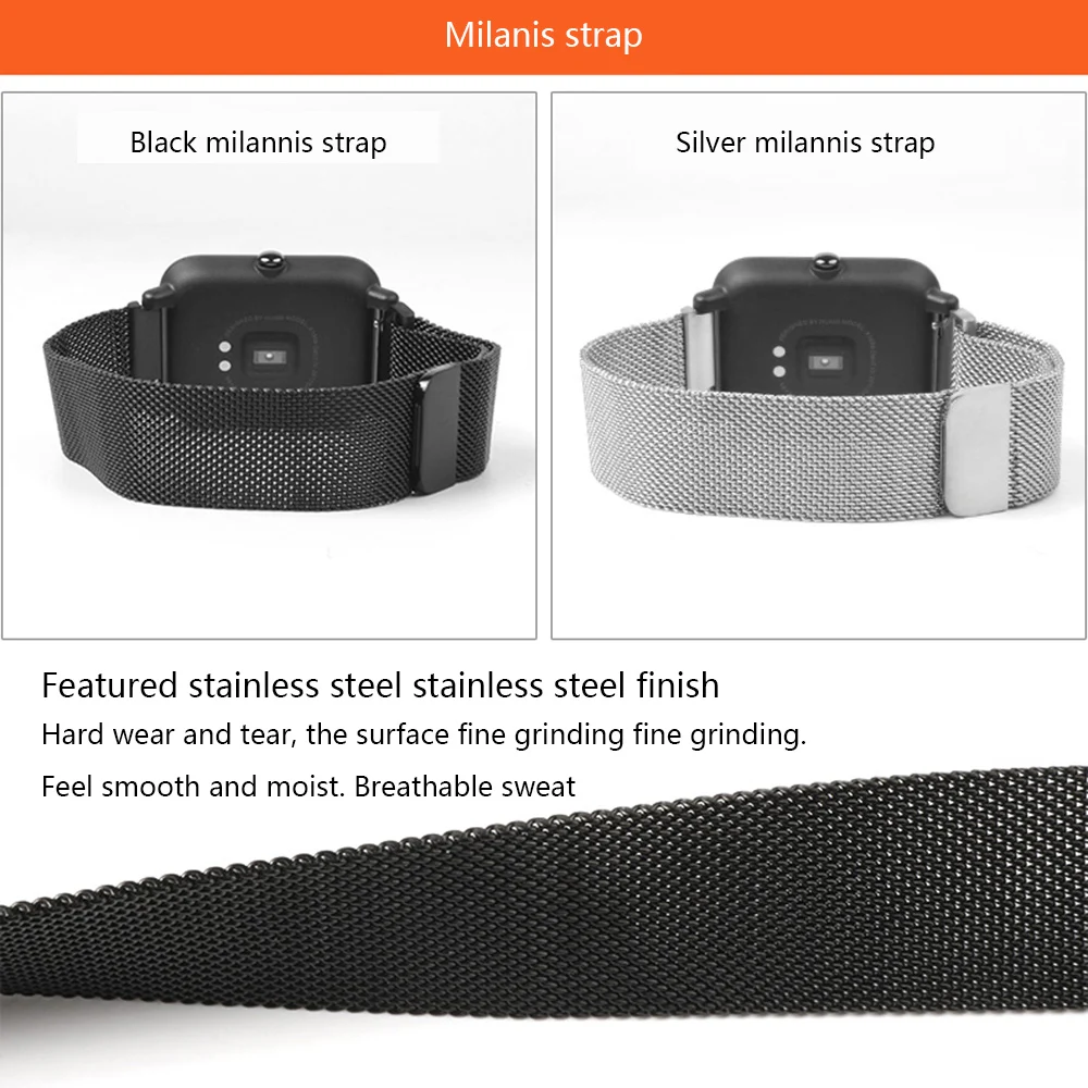 Ремешок из нержавеющей стали для Xiaomi Huami Amazfit металлический сменный Браслет Bip BIT