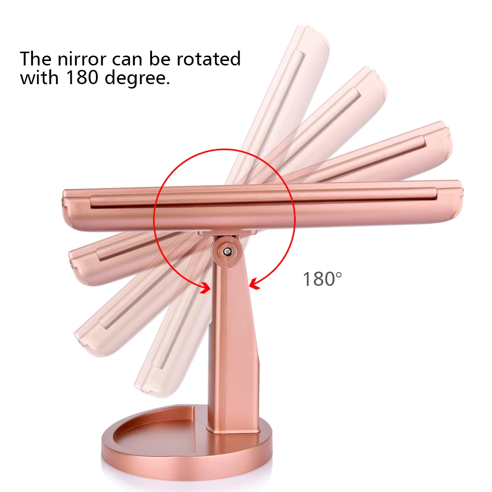 Косметическое зеркало для макияжа с 22 светодиодами, светильник, 10X/3X/2X/1X, увеличительное, трехкратное, настольное зеркало, сенсорный экран, вращение на 180 градусов, косметика