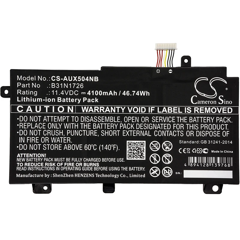 Cameron Sino 4100mAh Battery For Asus 0B200-02910000,B31N1726 Notebook