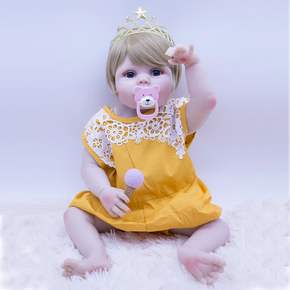 

NPK high quality safe and non-toxic 56cm hard Silicone Newborn Baby Girl Reborn Doll Baby Noble Crown Princess bebe DIY Toys