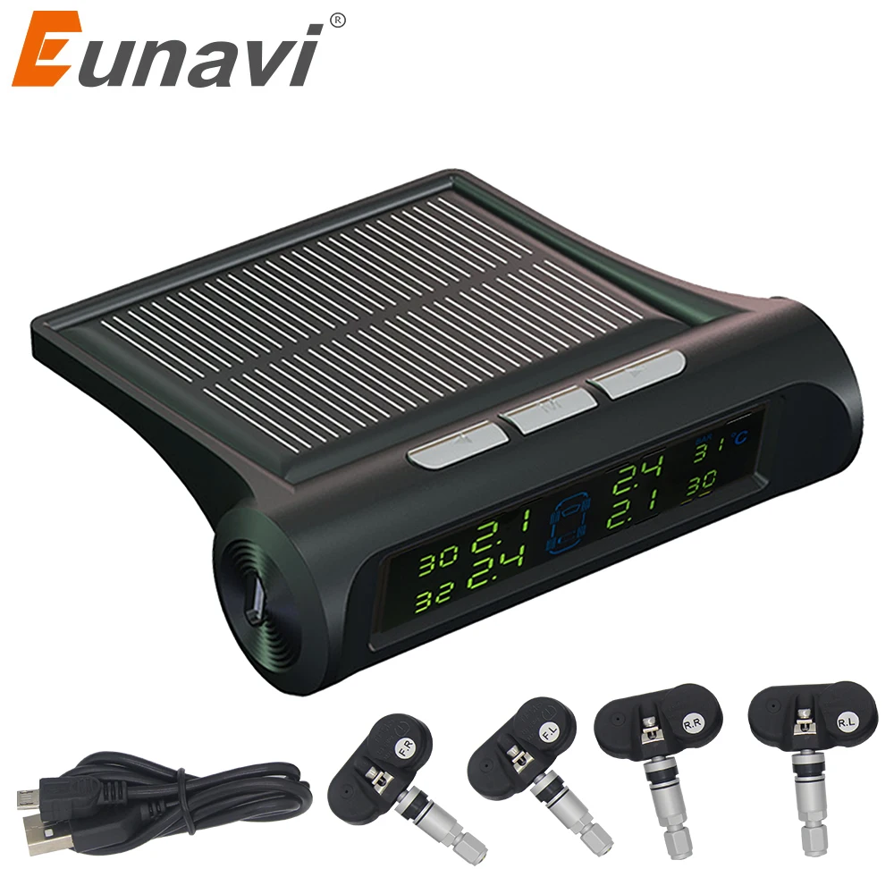 Eunavi Smart Car TPMS система контроля давления в шинах зарядка от солнечной энергии
