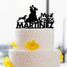 Personalized Wedding Cake Topper For Couple with Child And Dog Wedding Cake Topper Custom