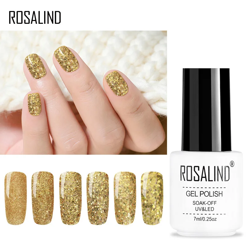 

1 Pcs Sequin UV LED Gel Polish Soak Off Nail Art Golden UV Gel Varnish QS888
