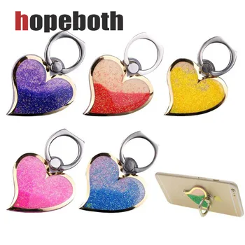 

Fashion Heart-shaped Liquid Quicksand 360 Degree Finger Ring Mobile PhoneHolder Love Design Glitter Bling Phone Stand 100pcs/lot